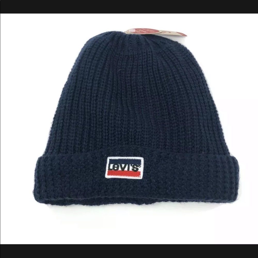Levis Chunky Knit Navy Beanie